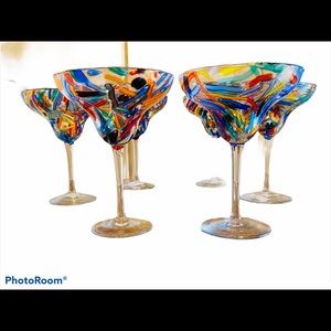Fireworks Margarita Glasses Set of 6 brand new